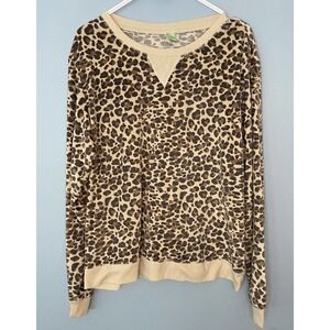Honeydew Women Velour Lounge Pajama Top Leopard Print Super Soft Comfy Size XL